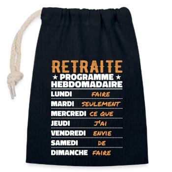 Retraite Programme Hebdomad Retraite Rigolo - Sac cadeau en coton avec cordon (14 x 20 cm) - bleu marine - Devant