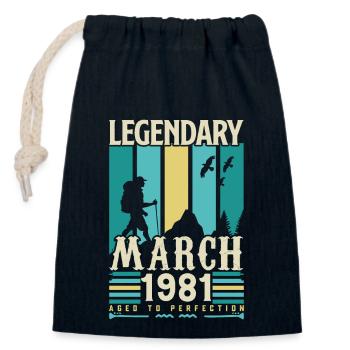 Anniversaire Mars 1981,cadeau Vintage mars 1981. - Sac cadeau en coton avec cordon (14 x 20 cm) - bleu marine - Devant