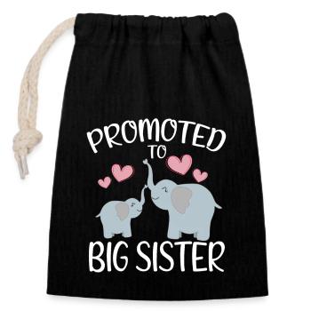Promoted To Big Sister For Girls And Cute Elephant - Closable cotton gift bag (14x20cm) - black - Front