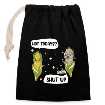Popcorn Anime Kawaii Saying Salty Popcorn - Closable cotton gift bag (14x20cm) - black - Front