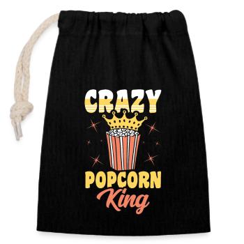 Crazy Popcorn King drôle soufflé maïs cadeau - Sac cadeau en coton avec cordon (14 x 20 cm) - noir - Devant