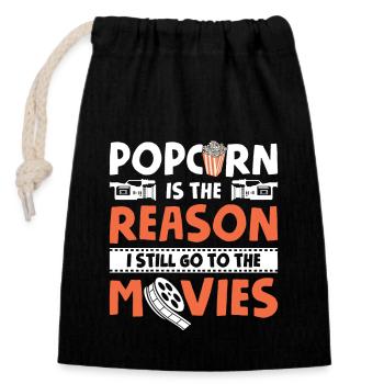 Popcorn Popcorn Raison Toujours Aller Au Cinéma Soirée Cinéma - Sac cadeau en coton avec cordon (14 x 20 cm) - noir - Devant