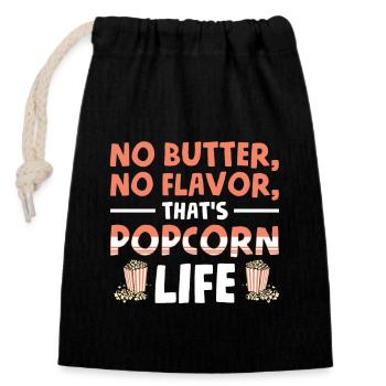Beurre saveur Popcorn vie Pop-corn cadeau - Sac cadeau en coton avec cordon (14 x 20 cm) - noir - Devant