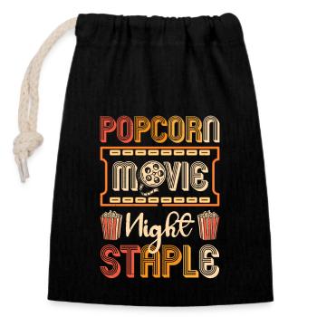 Rétro Popcorn Movie Night Pop Corn cadeau - Sac cadeau en coton avec cordon (14 x 20 cm) - noir - Devant
