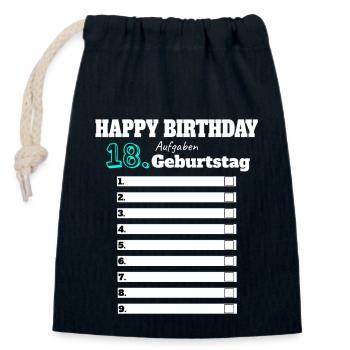18. Geburtstag Junge Geschenk Lustig Aufgaben Mann - Verschließbarer Geschenkbeutel aus Baumwolle (14x20cm) - Navy - Vorne