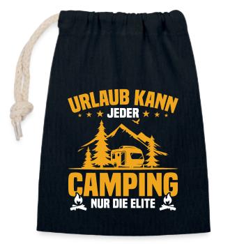 Everyone can go on holiday camping only the elite - Closable cotton gift bag (14x20cm) - navy - Front