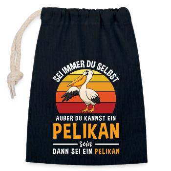 Wasservogel Retro Pelikan Motiv - Verschließbarer Geschenkbeutel aus Baumwolle (14x20cm) - Navy - Vorne