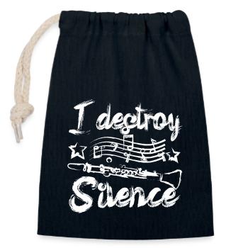 I destroy silence clarinetist - Verschließbarer Geschenkbeutel aus Baumwolle (14x20cm) - Navy - Vorne