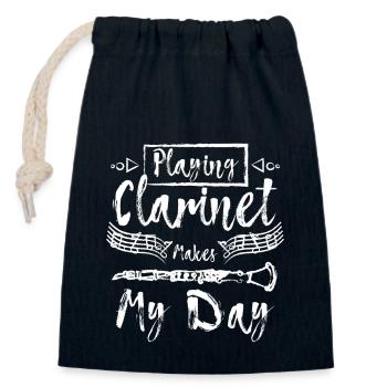 Playing clarinet makes my day - Verschließbarer Geschenkbeutel aus Baumwolle (14x20cm) - Navy - Vorne