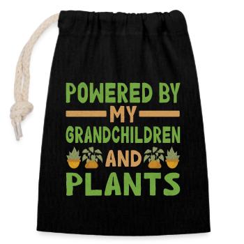 Unterstützt Von Grandchildren And Plants Design - Verschließbarer Geschenkbeutel aus Baumwolle (14x20cm) - Schwarz - Vorne