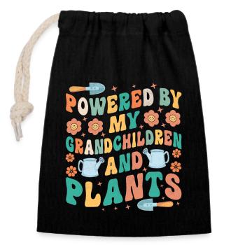 Powered by Grandchildren And Plants Design - Closable cotton gift bag (14x20cm) - black - Front