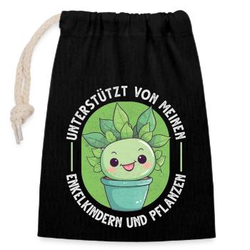 Powered by Grandchildren And Plants Design - Closable cotton gift bag (14x20cm) - black - Front