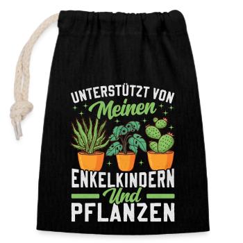 Powered by Grandchildren And Plants Design - Closable cotton gift bag (14x20cm) - black - Front