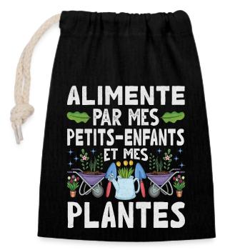 Powered by Grandchildren And Plants Design - Closable cotton gift bag (14x20cm) - black - Front