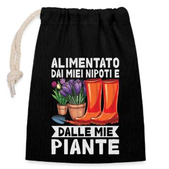 Powered by Grandchildren And Plants Design - Closable cotton gift bag (14x20cm) - black - Front