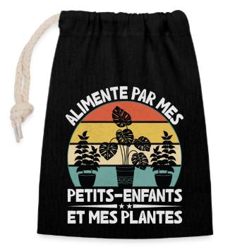 Powered by Grandchildren And Plants Design - Closable cotton gift bag (14x20cm) - black - Front