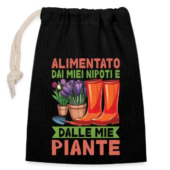 Powered by Grandchildren And Plants Design - Closable cotton gift bag (14x20cm) - black - Front