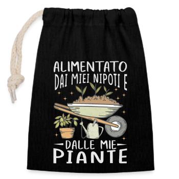 Powered by Grandchildren And Plants Design - Closable cotton gift bag (14x20cm) - black - Front