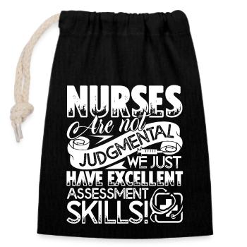 Nurse Nurses Excellent Skills - Closable cotton gift bag (14x20cm) - black - Front