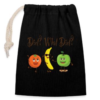 Diet What Diet Diet Fruit Funny Saying Lose Weight - Closable cotton gift bag (14x20cm) - black - Front