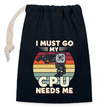I Must Go My Cpu Needs Me - Verschließbarer Geschenkbeutel aus Baumwolle (14x20cm) - Navy - Vorne