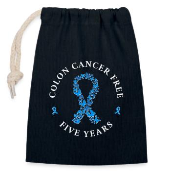 Colon cancer free 5 years - Closable cotton gift bag (14x20cm) - navy - Front