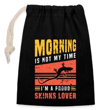 Skinks Lover Morning Is Not My Time Herpétologiste - Sac cadeau en coton avec cordon (14 x 20 cm) - noir - Devant