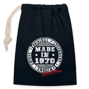 Retro Patch Vintage 1970s Birthday Gift - Closable cotton gift bag (14x20cm) - navy - Front