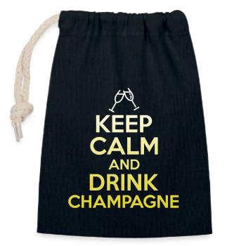 Bleiben Sie ruhig und trinken Sie Alkohol T-Shirt - Funny Drink - Verschließbarer Geschenkbeutel aus Baumwolle (14x20cm) - Navy - Vorne