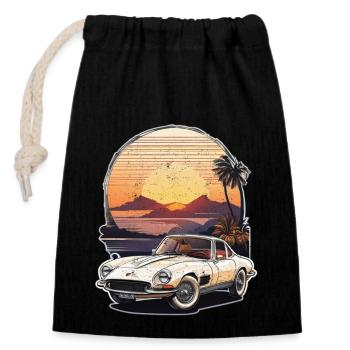 Oldtimer Sonnenuntergang - Verschließbarer Geschenkbeutel aus Baumwolle (14x20cm) - Schwarz - Vorne