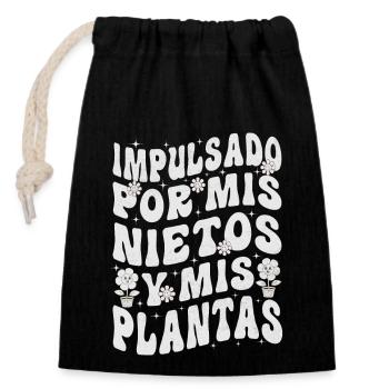 Powered by Grandchildren And Plants Design - Closable cotton gift bag (14x20cm) - black - Front