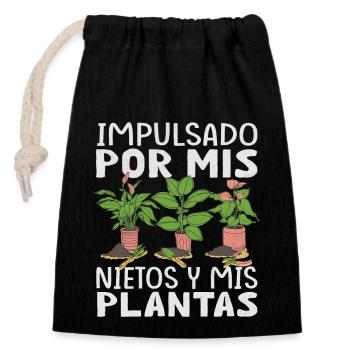 Powered by Grandchildren And Plants Design - Closable cotton gift bag (14x20cm) - black - Front
