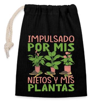 Powered by Grandchildren And Plants Design - Closable cotton gift bag (14x20cm) - black - Front