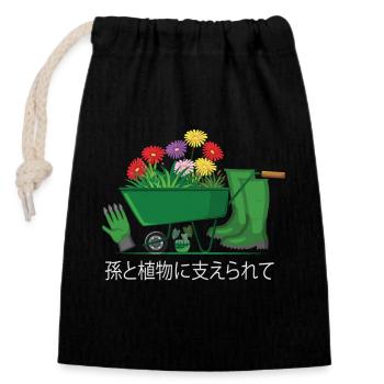 Powered by Grandchildren And Plants Design - Closable cotton gift bag (14x20cm) - black - Front
