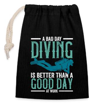 A Bad Day Diving Diver Scuba Diving - Verschließbarer Geschenkbeutel aus Baumwolle (14x20cm) - Schwarz - Vorne