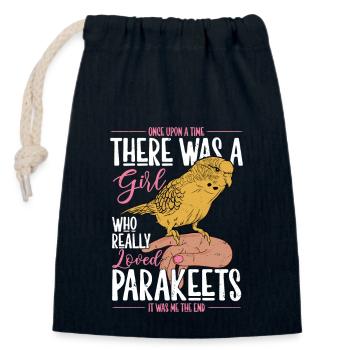 A Girl Who Really Loved Parakeets Bird Avian Parro - Closable cotton gift bag (14x20cm) - navy - Front