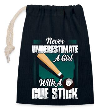 A Girl With A Cue Stick Billard Pool Billiard Play - Closable cotton gift bag (14x20cm) - navy - Front