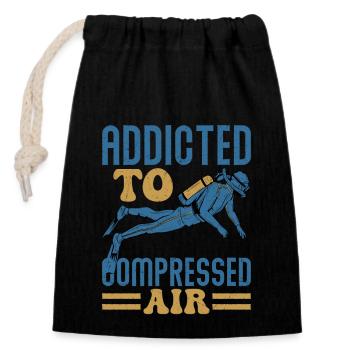 Addicted To Compressed Air Diver Scuba Diving - Verschließbarer Geschenkbeutel aus Baumwolle (14x20cm) - Schwarz - Vorne