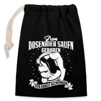 Dosenbier Saufen Alkohol Bier Trinker Geschenk - Verschließbarer Geschenkbeutel aus Baumwolle (14x20cm) - Schwarz - Vorne