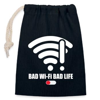 Salle de bain Wi-Fi Bad Life Wifi Dire Signal Internet - Sac cadeau en coton avec cordon (14 x 20 cm) - bleu marine - Devant