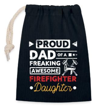 Proud dad of an awesome firefighter daughter - Closable cotton gift bag (14x20cm) - navy - Front