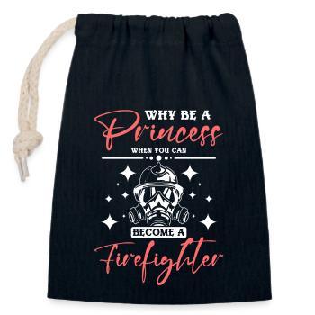 Why be a princess when can become a firefighter - Closable cotton gift bag (14x20cm) - navy - Front