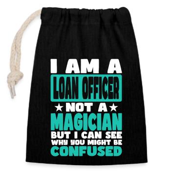 Loan Officer - Closable cotton gift bag (14x20cm) - black - Front