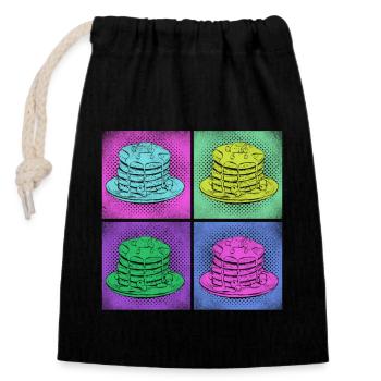 Pancake Lover Kids Retro Vintage - Closable cotton gift bag (14x20cm) - black - Front