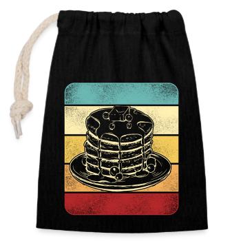 Pancake Lover Kids Retro Vintage - Closable cotton gift bag (14x20cm) - black - Front