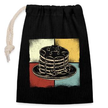Pancake Lover Kids Retro Vintage - Closable cotton gift bag (14x20cm) - black - Front