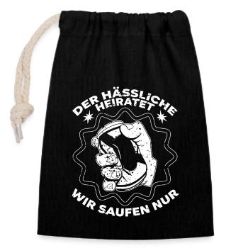 Alkohol Bier Dosenbier Saufen party Geschenk - Verschließbarer Geschenkbeutel aus Baumwolle (14x20cm) - Schwarz - Vorne