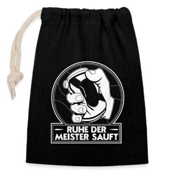 Saufen Biertrinker Bierdose Dosenbier Kistenlauf - Verschließbarer Geschenkbeutel aus Baumwolle (14x20cm) - Schwarz - Vorne