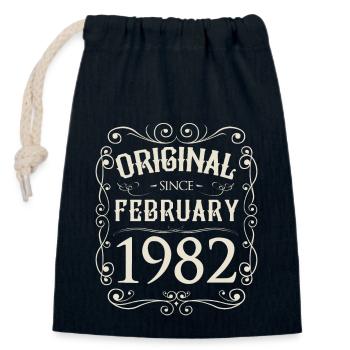 Vintage - Original since February 1982 Birthday - Closable cotton gift bag (14x20cm) - navy - Front