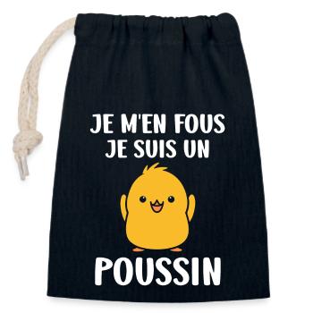 Humour bébé poussin - Sac cadeau en coton avec cordon (14 x 20 cm) - bleu marine - Devant